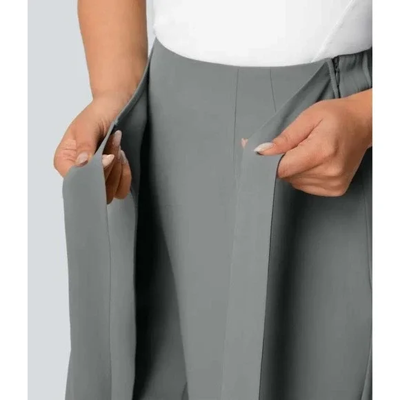Halara Flex High Waisted Tie Side Wide Leg Work Pants, Medium Regular, Grey - Picture 5 of 13